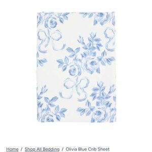 Blue Floral Baby Crib Sheet